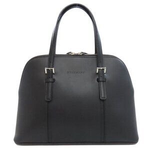 BURBERRY Leather Handbag Black Gold-tone Zipper Shoulder Bag